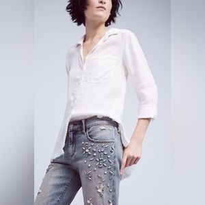 Pilcro Hyphen Bejeweled Mid-Rise Jeans - Size 28 - Excellent Condition